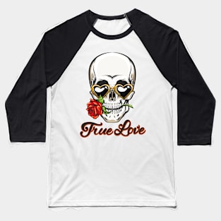 The Skull in Heart Shaped Glasses Baseball T-Shirt